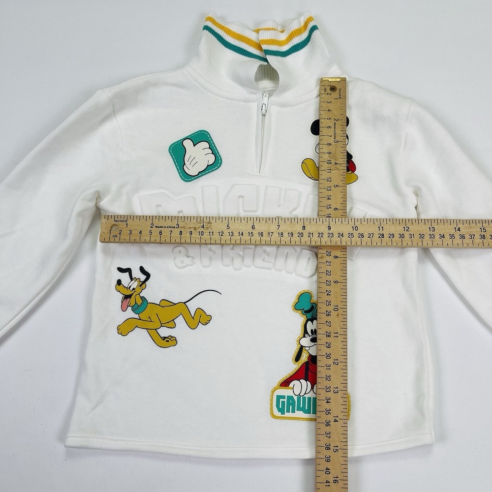 Mickey Mouse & Friends white quarter-zip fleece pullover top Sweatshirt New 4T - Picture 14 of 14